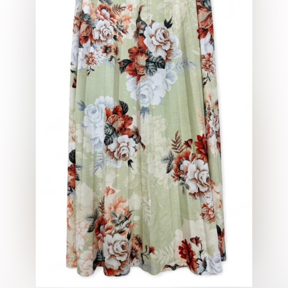 ASOS Green Floral Pleated Above The Knee Dress Size 6 Maternity Tropical Stretch - Picture 2 of 5